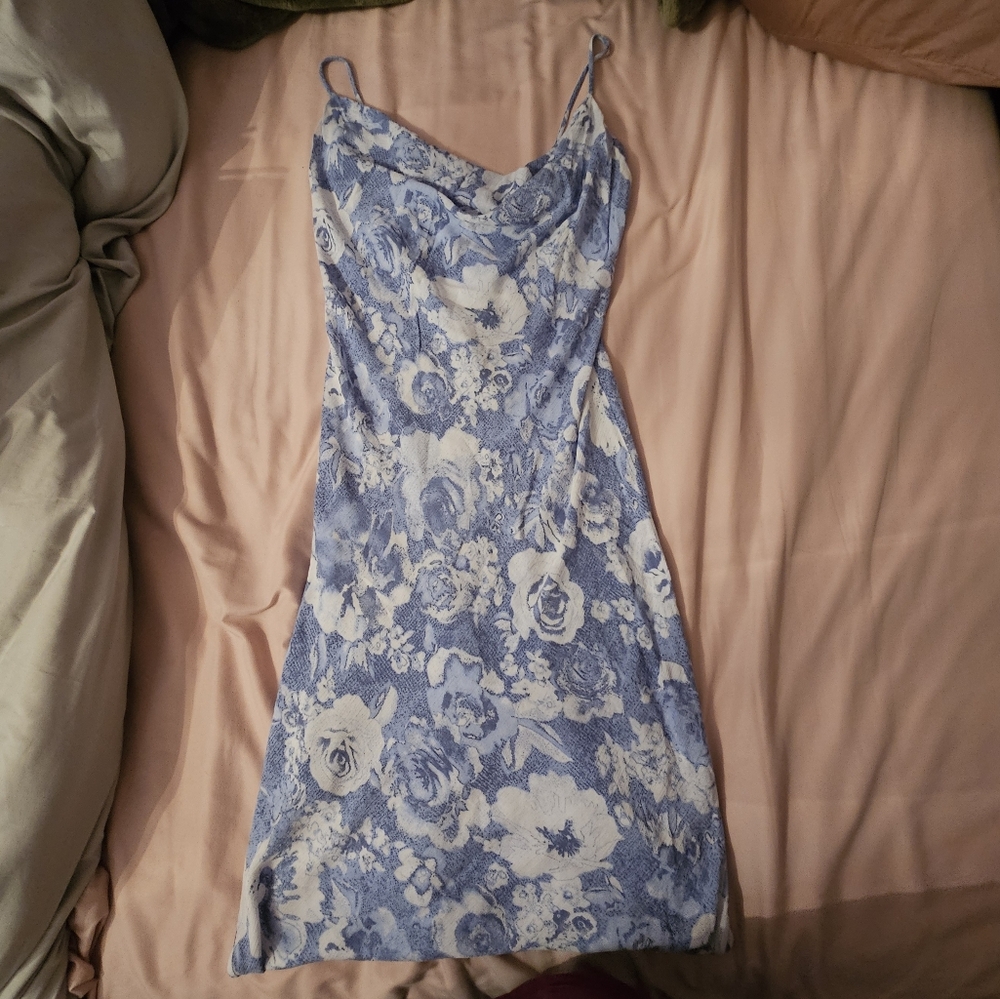 Blue and White Going Out Floral Dress
